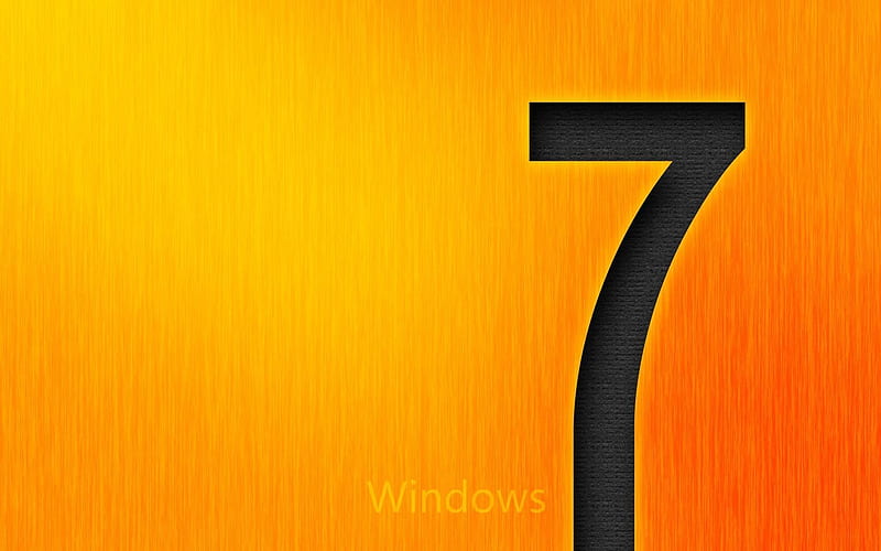 orange background, seven, windows 7, HD wallpaper