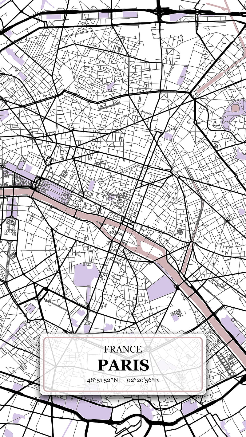Map of Paris , City, Digital, DimDom, Europe, France, Map, Maps, Paris, Streets, Travel, World city, desenho, romantic, trip, HD phone wallpaper
