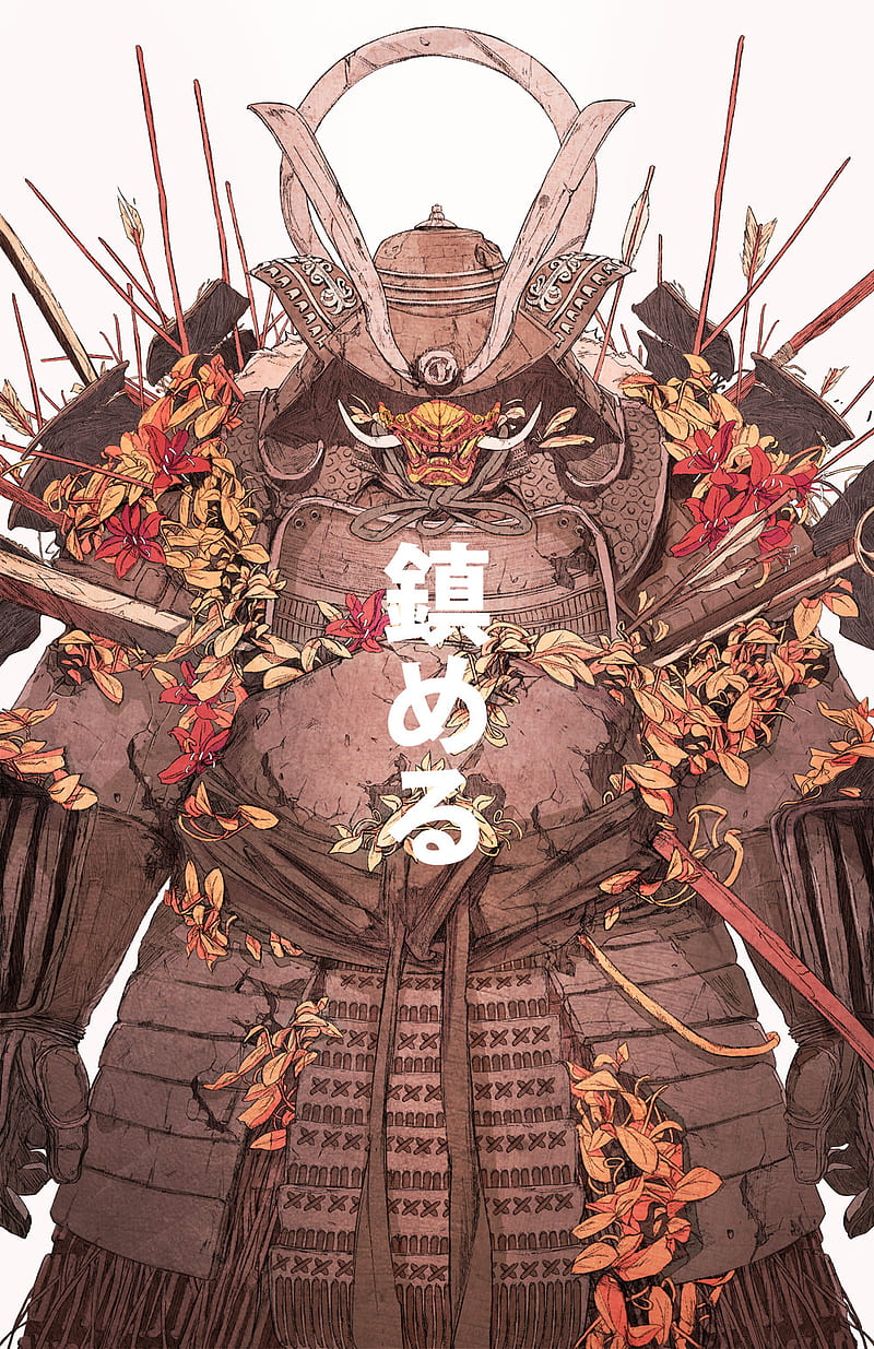 Chun Lo, samurai, men, armor, arrows, mask, warrior, drawing, HD phone wallpaper
