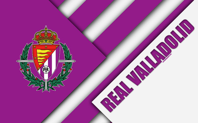 Real Valladolid CF material design, Spanish football club, purple white abstraction, logo, Valladolid, Spain, Segunda Division, football, HD wallpaper