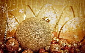 Golden christmas balls xmas decorations, New Year, Winter Christmas ...