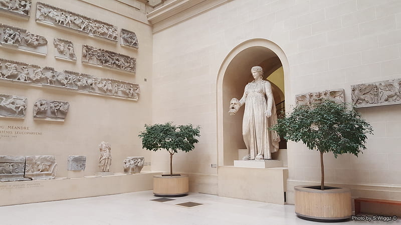 Inside Louvre Museum, Paris, France, Sculpture, France, Art, Statue, Marble, Museum, Louvre, Paris, Tree, HD wallpaper