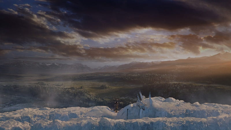 Game of Thrones - The Wall, Jon&Ygritte, pretty, rose leslie, kit harington, grass, 1920x1080, game of thrones, bonito, sunset, clouds, jon and ygritte, the wall, nice, green, best quality, love, hill, amazing, winter, cool, snow, ice, jon snow, nature, landscape, HD wallpaper