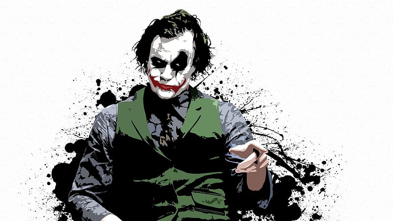 The Joker, Black splatterd paint, The awesomest villain EVER, The Dark Knight, HD wallpaper