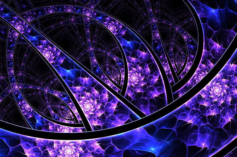 fractal, tangled, lines, glow, abstraction, HD wallpaper