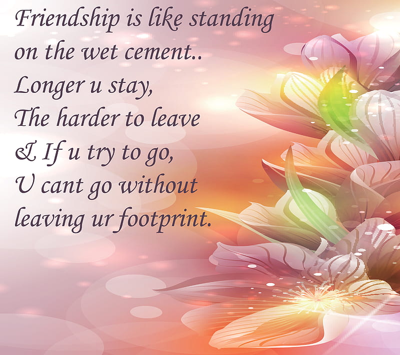 Friendship, flowers, footprint, friends, love, note, quotes, text, HD wallpaper