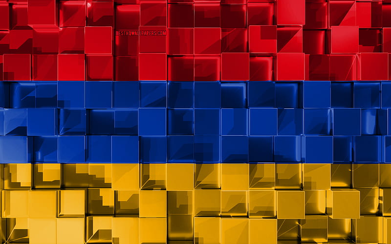 Flag of Armenia 3d flag, 3d cubes texture, Armenia flag, 3d art, Armenia, Europe, 3d texture, HD wallpaper