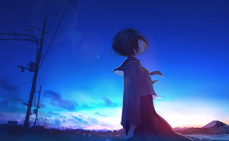 Anime, sky, view, HD wallpaper Anime, sky, view, HD wallpaper