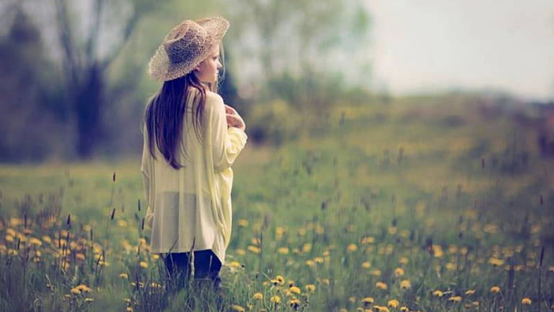 Lost in Nature, flowers, fields, girl, Nature, HD wallpaper | Peakpx