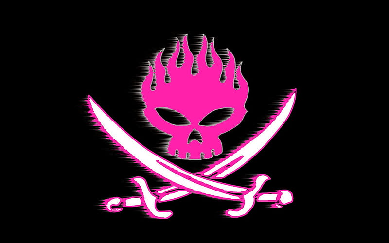 Offspring Skull Pirate Flag in Pink, pirate flag, pink, flamin skull, sweet, HD wallpaper