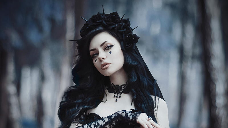 Gothic Bride In Black Dress, gothic, black-dress, girls, HD wallpaper