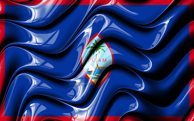 Guam flag Oceania, national symbols, Flag of Guam, 3D art, Guam, Oceanian countries, Guam 3D flag, HD wallpaper