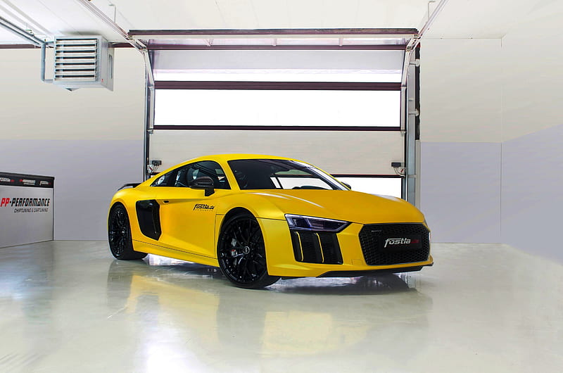 more, v10, yellow, 2016, coupe, tuning, audi, fostlade, garage, HD wallpaper