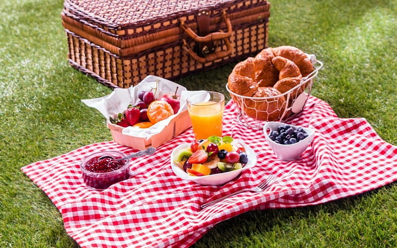 Take a Break and have a picnic, cute, food, picnic, fruits, HD wallpaper