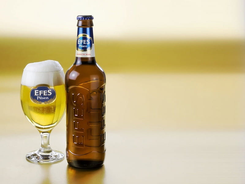 Efes Pilsen Beer, glass, alcohol, foam, drink, beer, HD wallpaper