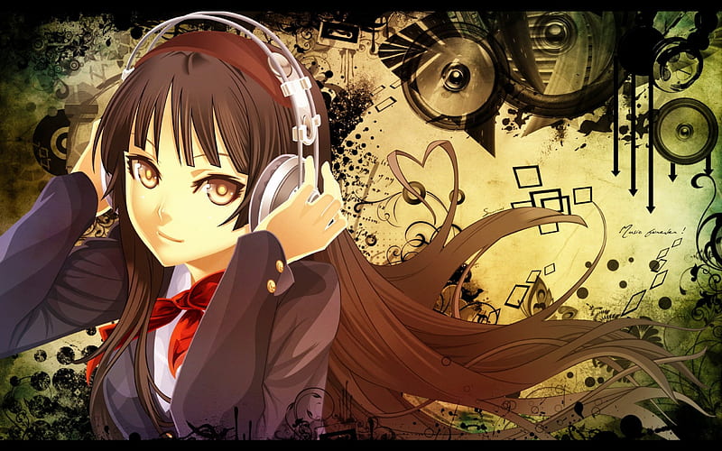 HD anime girl listening music wallpapers | Peakpx