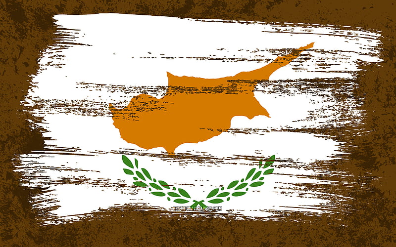 Flag of Cyprus, grunge flags, European countries, national symbols, brush stroke, Cypriot flag, grunge art, Cyprus flag, Europe, Cyprus, HD wallpaper