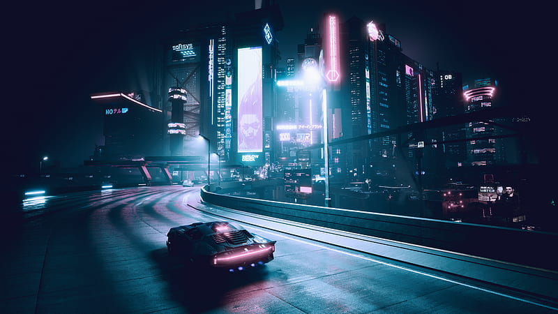 Cyberpunk 2077, City, Night, V, Car, 4K,3840x2160, Wallpaper