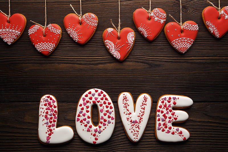 Holiday, Valentine's Day, Cookie, Heart, Love, Romantic, Still Life, HD wallpaper