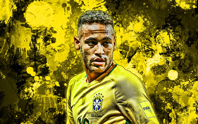 Neymar Jr, brazilian, brazil, neymar, brazil, yellow, neymar junior, soccer, sport, football, HD wallpaper