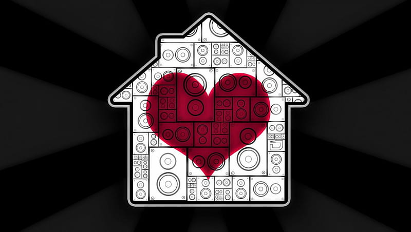 Stereo Love, love music, house, abstract stereo, heart, house of love, HD wallpaper