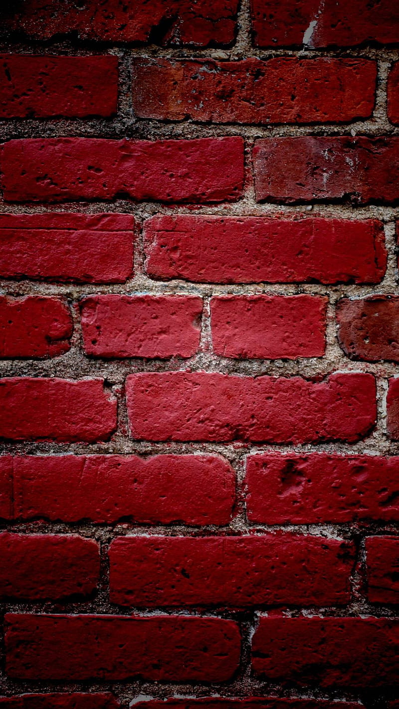 red wall, brick, HD phone wallpaper
