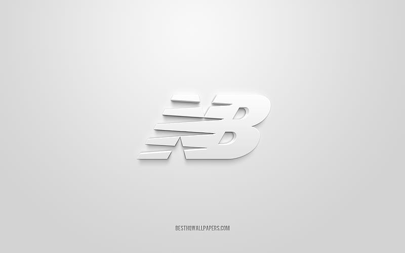 New Balance logo, white background, New Balance 3d logo, 3d art, New Balance, brands logo, white 3d New Balance logo, HD wallpaper