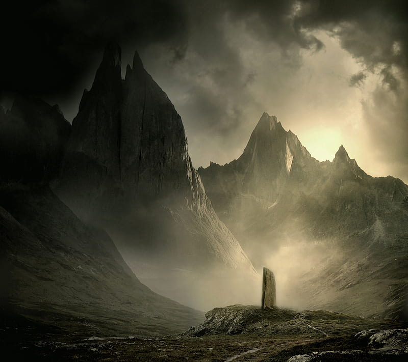Mystic Mountains, black, clouds, dark, hills, magic, monument, mountain, sky,  HD wallpaper | Peakpx