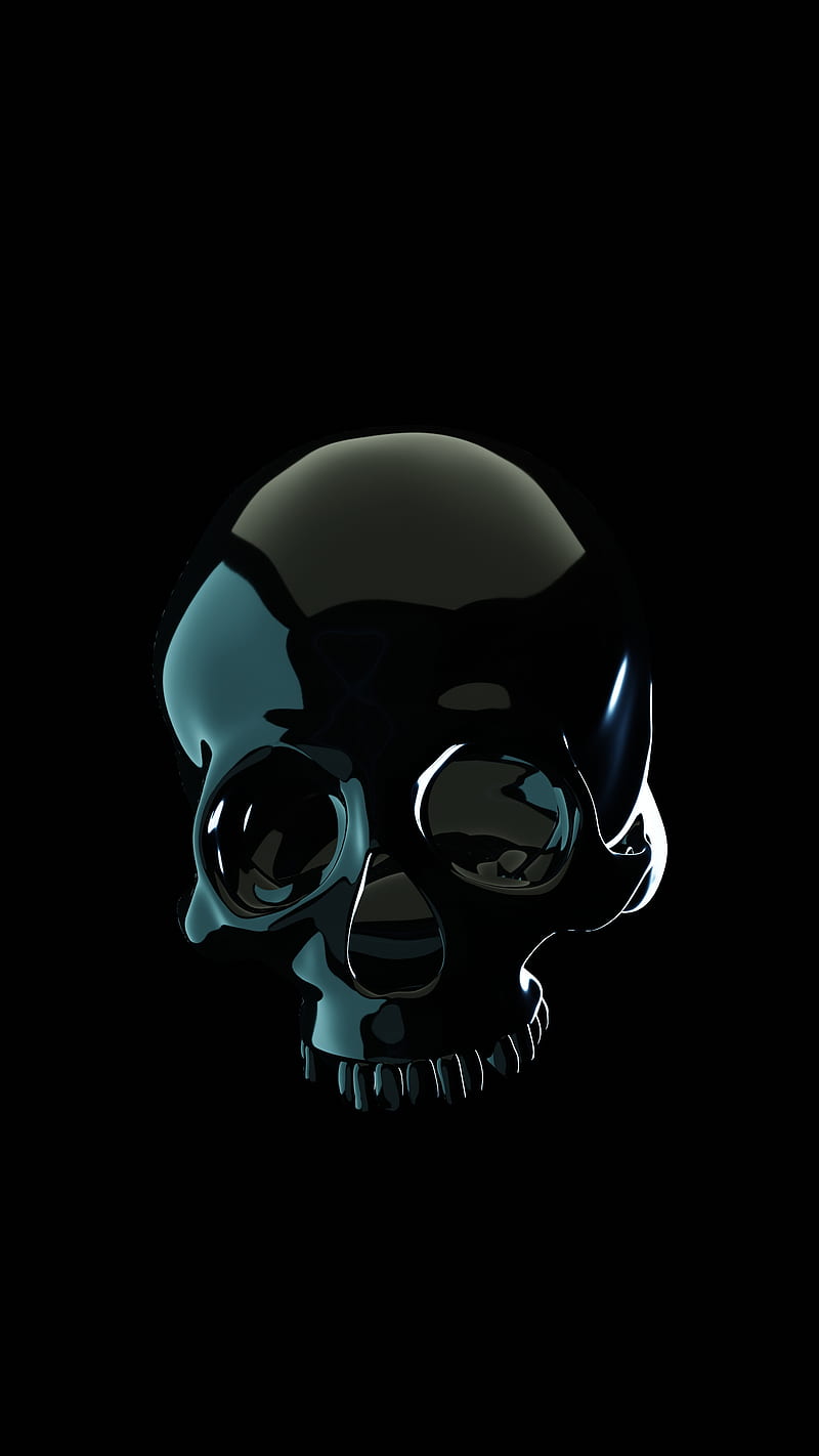 Black Shiny Skull, Ancient, bones, dark, dead, death, eyes, funny,  halloween, HD phone wallpaper | Peakpx
