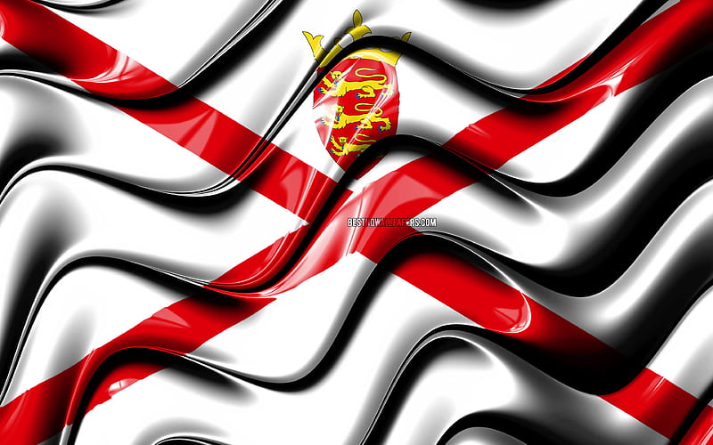 Jersey flag Europe, national symbols, Flag of Jersey, 3D art, Jersey, European countries, Jersey 3D flag, HD wallpaper
