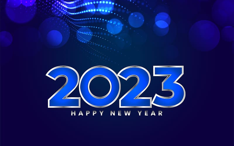 Happy New Year!, silver, blue, 2023, new year, HD wallpaper