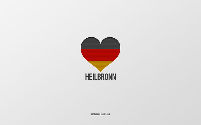 I Love Heilbronn, German cities, gray background, Germany, German flag heart, Heilbronn, favorite cities, Love Heilbronn, HD wallpaper