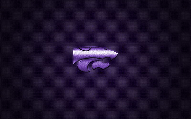 Kansas State Wildcats logo, American football club, NCAA, purple logo, purple carbon fiber background, American football, Manhattan, Kansas, USA, Kansas State Wildcats, HD wallpaper