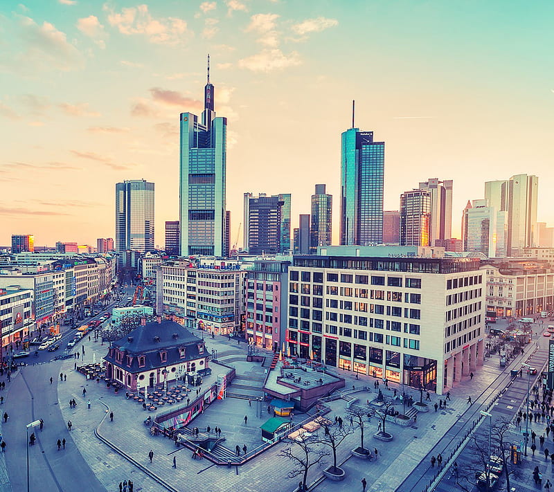 Frankfurt City, architecture, building, city view, landscape, HD wallpaper