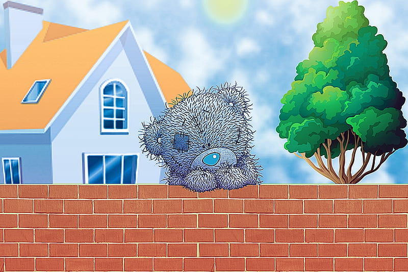 Peek-a-Boo, Cute, hop, Bear, Cartoon, Tree, Peeking, House, Wall, HD  wallpaper | Peakpx