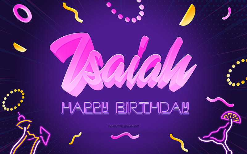 Happy Birtay Isaiah Purple Party Background, Isaiah, creative art, Happy Isaiah birtay, Isaiah name, Isaiah Birtay, Birtay Party Background, HD wallpaper