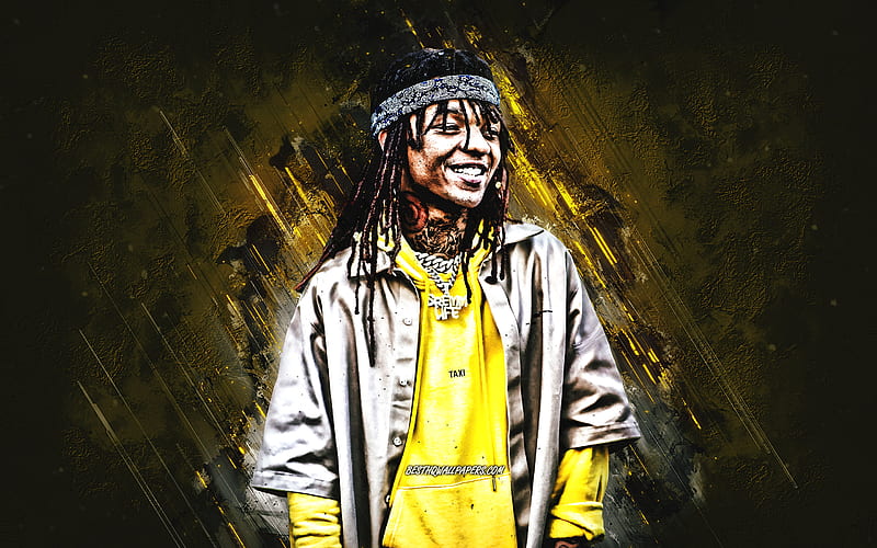 Swae Lee, American rapper, portrait, yellow stone background, Khalif Malik Ibn Shaman Brown, HD wallpaper