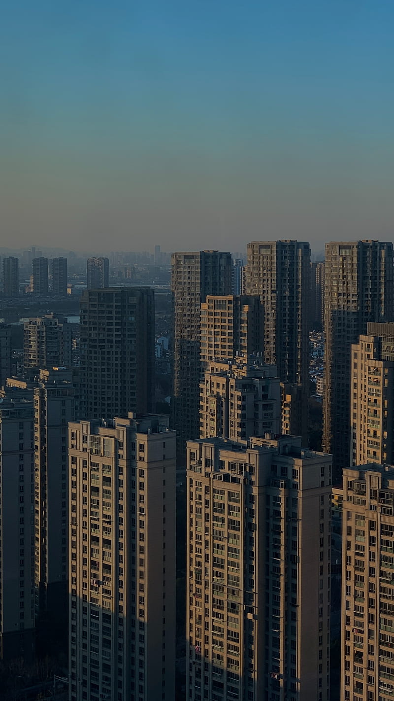 city, buildings, skyscrapers, aerial view, HD phone wallpaper