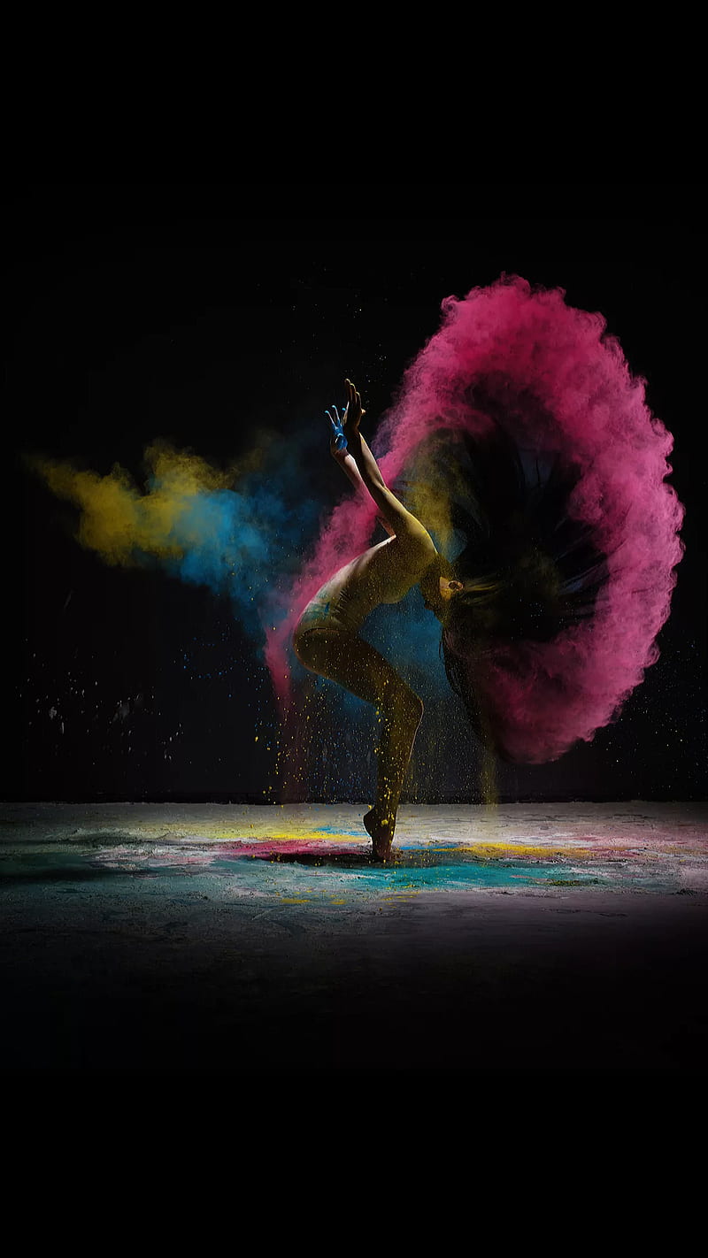 Dust dancer, color, colorful, dance, female, splash, HD phone wallpaper