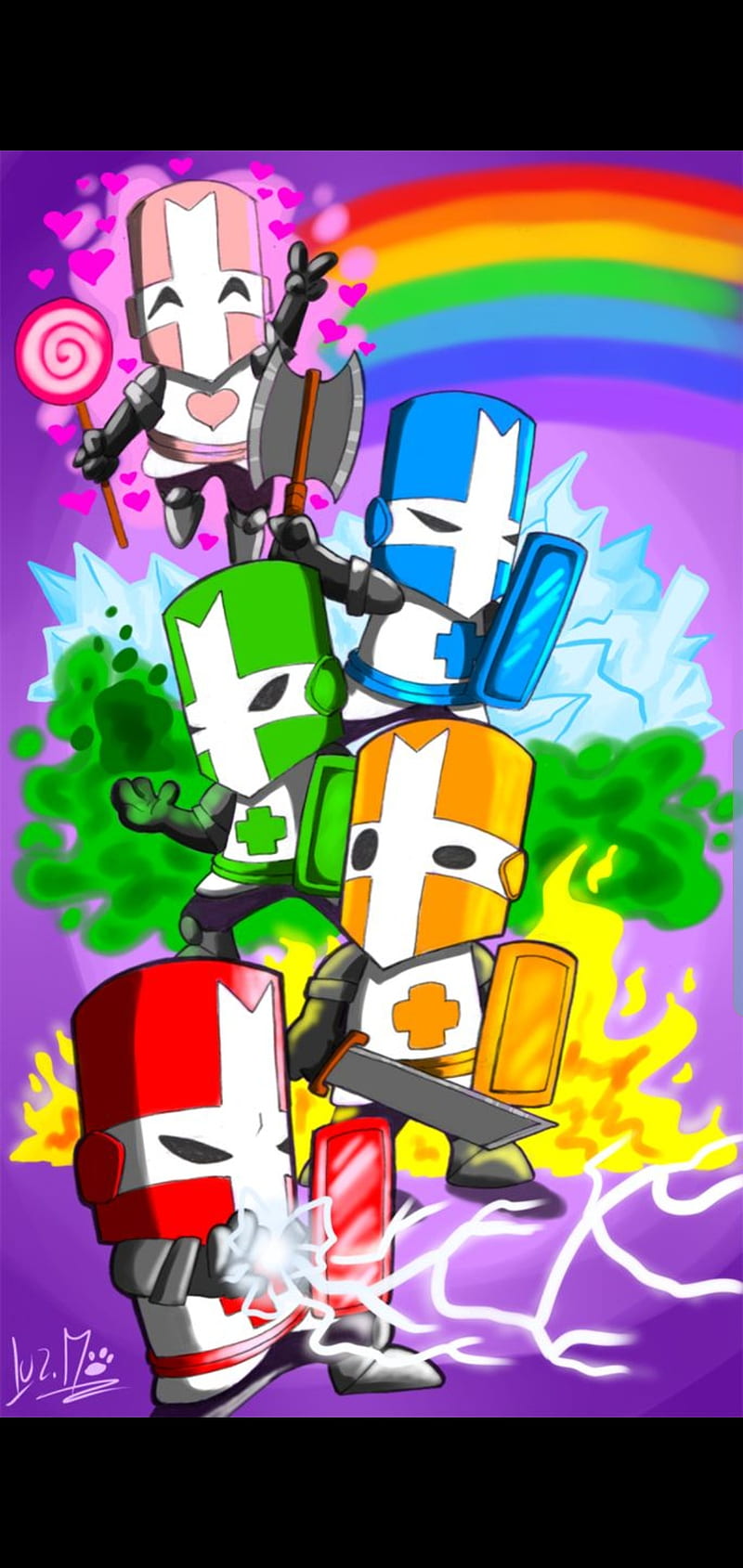 Download Castle Crashers Characters In Colors Wallpaper