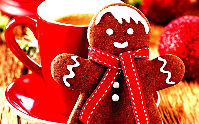 Christmas Treat ~ For Zipporah, cookie, holidays, coffee, gingerbread, christmas, food, cup, man, HD wallpaper