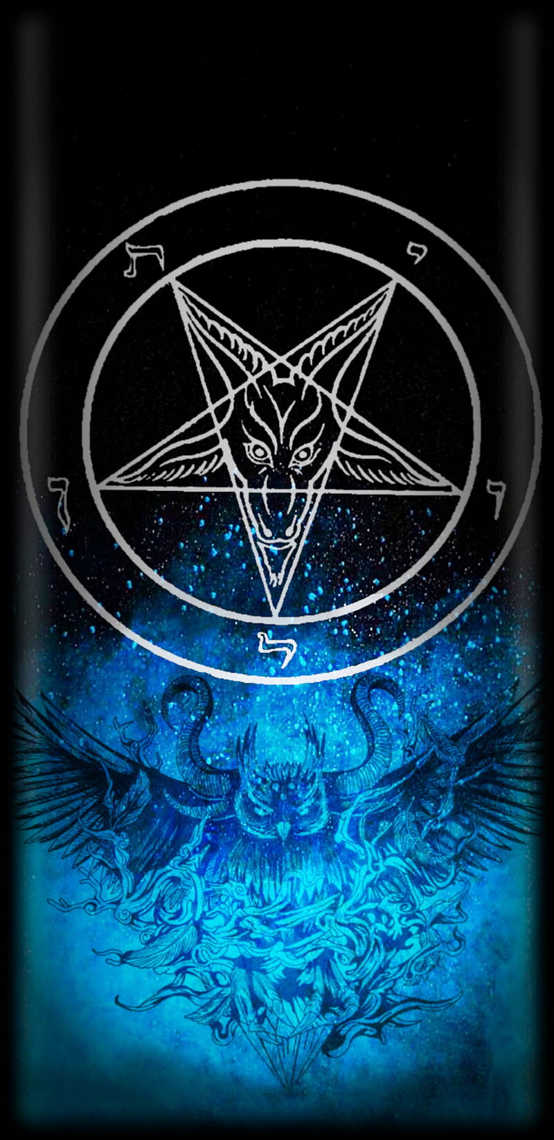 747363278727, blue, clear, dark, edge clear edge, evil, hail, owl, pentagram, star, HD phone wallpaper
