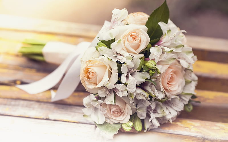 wedding bouquet, bright flowers, roses, rose bouquet, bridal bouquet, HD wallpaper