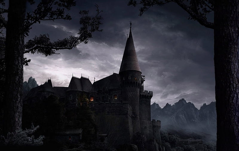 Spooky Castle, creepy, spooky, gothic, dark, castle, HD wallpaper