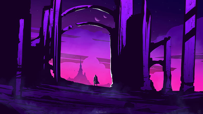 Knight Fall , Artist, , , Background, and, Purple Knight, HD wallpaper