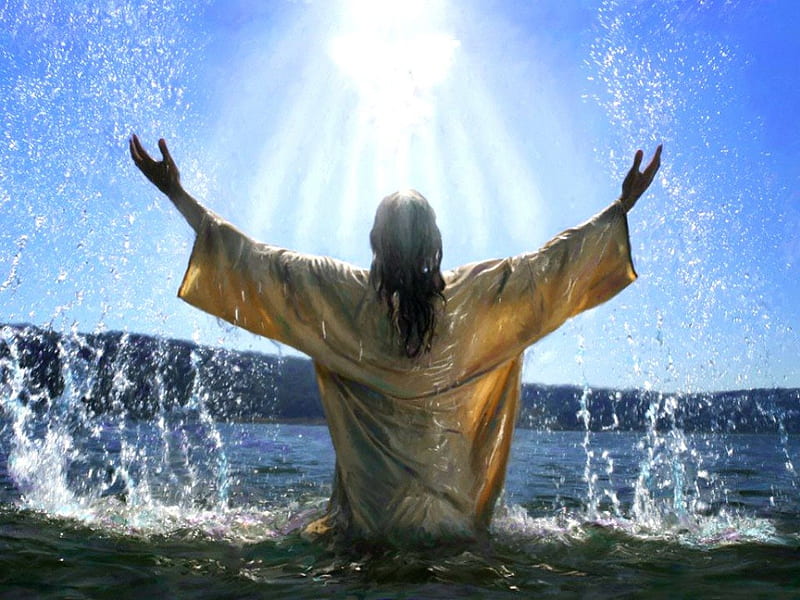 Jesus calling God, rising, jesus, water, christian, religious, sunbeam, HD wallpaper