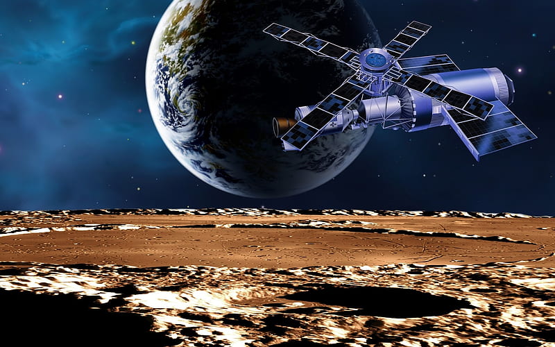 30 Cosmic space CG illustrator-Earth satellite, HD wallpaper