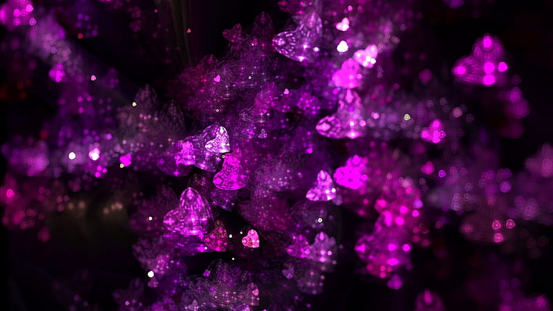 Purple Hearts Glitter Trippy, HD wallpaper