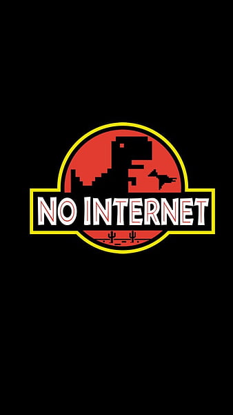 No Internet, black, chrome, dinossaur, funny, google, t-rex, HD phone wallpaper