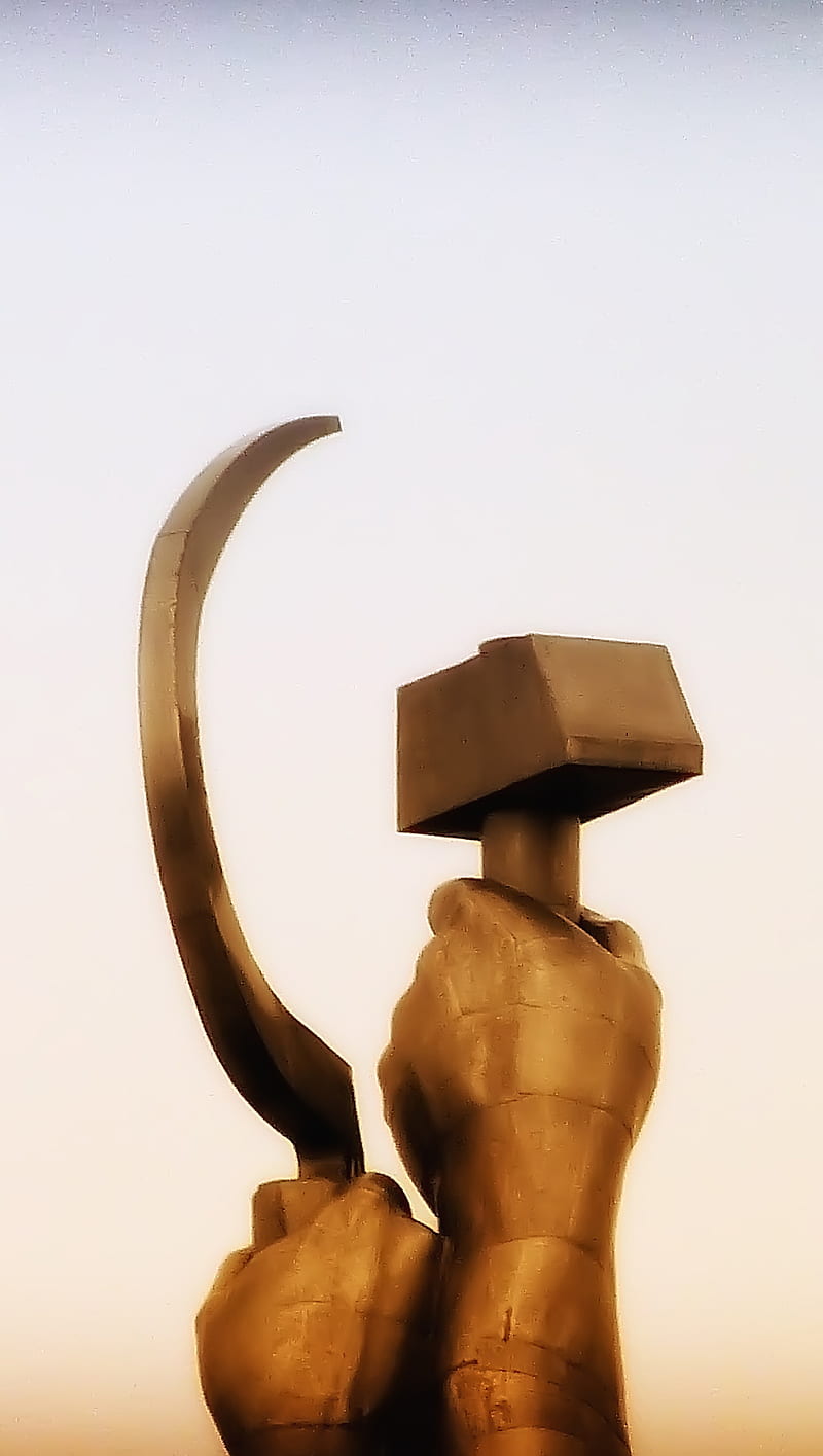 Hammer and sickle, friends, gold, gray, moscow, ussr, HD phone wallpaper